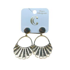 Hypoallergenic Gold-Tone Statement Earrings With Fan Design - Charming Charlie